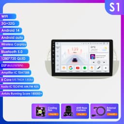 Hizpo 9'' Android 14 8+128G Car Radio Stereo For Fiat 500 With GPS Navigation Steering Wheel Control Multimedia Carplay& Auto BT