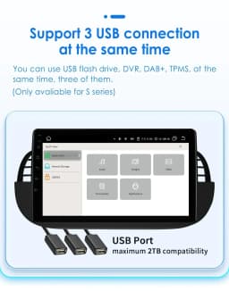 Hizpo 9'' Android 14 8+128G Car Radio Stereo For Fiat 500 With GPS Navigation Steering Wheel Control Multimedia Carplay& Auto BT