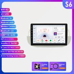Hizpo 9'' Android 14 8+128G Car Radio Stereo For Fiat 500 With GPS Navigation Steering Wheel Control Multimedia Carplay& Auto BT