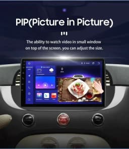 Hizpo 9'' Android 14 8+128G Car Radio Stereo For Fiat 500 With GPS Navigation Steering Wheel Control Multimedia Carplay& Auto BT