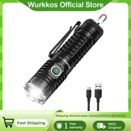 Wurkkos TS22 Flashlight Rechargeable 21700 with XHP70D HICRI LED 4500 Lm Magnetic Tail Cap and Reverse Charging for Hiking