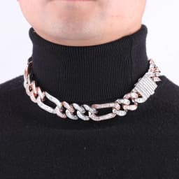 Bubble Letter Figaro Cuban Link Chain for Men Baguette Necklace Real Copper Spring Clasp Hip Hop Jewelry 2023 Trend