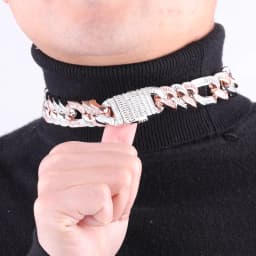 Bubble Letter Figaro Cuban Link Chain for Men Baguette Necklace Real Copper Spring Clasp Hip Hop Jewelry 2023 Trend