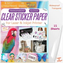 HTVRONT 15/20Sheets 11 X 8.5Inch Printable Vinyl Sticker Paper self-adhesive Copy Paper for Inkjet & Laser Printer DIY 8.5x11''