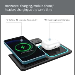 30W LED Fast Wireless Charger Stand 3 in 1 Foldable Charging Station For iPhone 15 14 13 12 11 Apple Watch 9 8 7 6 5 AirpodsX455