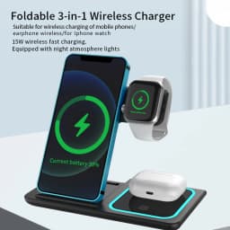 30W LED Fast Wireless Charger Stand 3 in 1 Foldable Charging Station For iPhone 15 14 13 12 11 Apple Watch 9 8 7 6 5 AirpodsX455