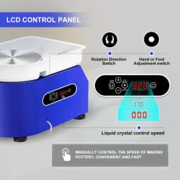 Electric Pottery Wheel with LCD Display 25CM 350W Pottery Wheel Ceramic Work Clay DIY Craft Dual Control Removable ABS Basin