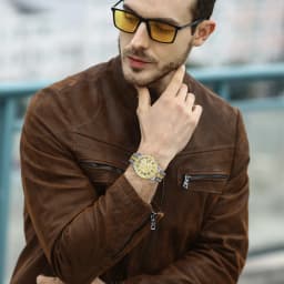 Lancardo Mens Luxury CZ Date Dial Quartz Wristwatch Cuban Link Chain Bracelet Calendar Waterproof Business Watch Clock Xmas Gift