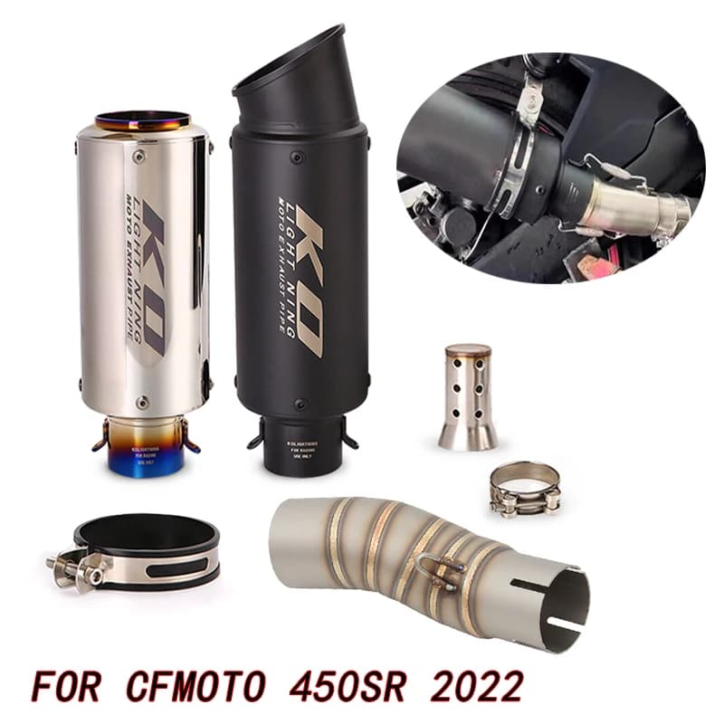 51MM For CFMOTO 450SR 450NK 2022-2025 Motorcycle Exhaust Tips Mid Link Pipe Stainless Steel Muffler Slip On DB Killer
