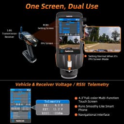 Radiolink RC8X 8CH 2.4G RC Transmitter with R8FG V2.1 Gyro Receiver, One Hand Control Accessory and Phone Holder for FPV Screen