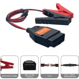 Memory Saver Connector Car Diagnostic Cable OBD2 Memory Saver Connector Memory Saver With Alligator Clip-On 12V Car Battery