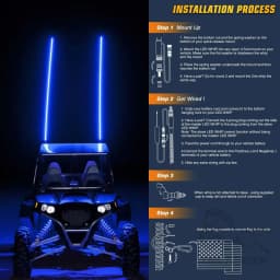 2PCS 3FT LED Whip Light Universal RGB LED Flagpole Lamp Colorful Antenna Driving Decorative Light For Car SUV ATV UTV RZR 12V