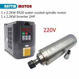 【EU Stock】CNC 2.2kw Water Cooling Spindle ER20 2200W 220V Water-Cooled Milling Spindle + 2.2KW HY VFD Inverter + Collets + Water