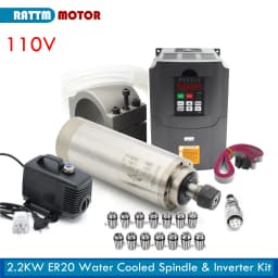 【EU Stock】CNC 2.2kw Water Cooling Spindle ER20 2200W 220V Water-Cooled Milling Spindle + 2.2KW HY VFD Inverter + Collets + Water