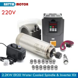 【EU Stock】CNC 2.2kw Water Cooling Spindle ER20 2200W 220V Water-Cooled Milling Spindle + 2.2KW HY VFD Inverter + Collets + Water