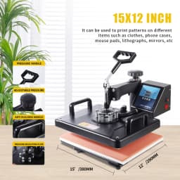 8-in-1 Heat Press Machine 30x38CM 2D Sublimation Printer for T-shirts Cap Mug Plate - Combo Craft Machine with CE Approval