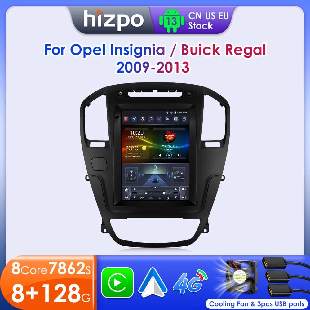 Hizpo For Tesla Style Android 14 Car Radio for Buick Regal Opel Insignia 2009-2013 Multimedia Player Carplay GPS Navigation 9.7"