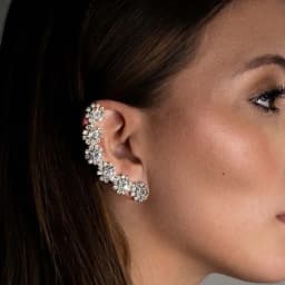 Stonefans Flower Ear Clip Jewellery Without Piercing Earrings for Women Sparkling Cuff Ear Elegant Fashion Wedding Jewelry Gifts