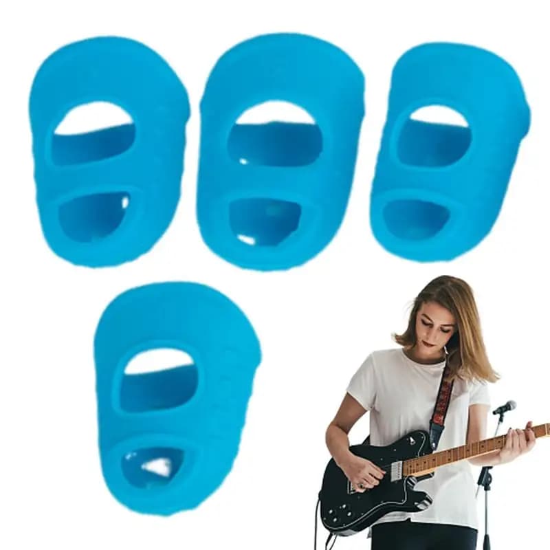 Silicone Finger Protectors 4PCS Soft Silicone Fingertip Grips Finger Sleeve Kalimba Thumb Picks Small Guitar Nails For Stringed