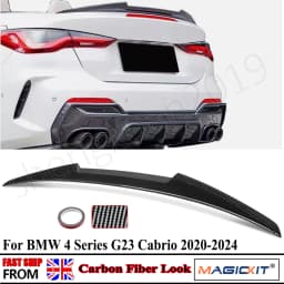 MAGICKIT Rear Trunk Spoiler Wing Lip Carbon Color For 2020-2024 BMW G23 M440i Convertible CAR Accessories