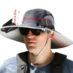 Swim Hat Men Outdoor Wide Brim Sun Hat With Solar Fan Wide Brim Solar Fan Outdoor Fishing Hat Solar USB Charging Desktop Visor