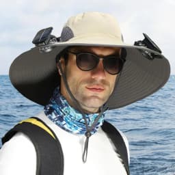 Swim Hat Men Outdoor Wide Brim Sun Hat With Solar Fan Wide Brim Solar Fan Outdoor Fishing Hat Solar USB Charging Desktop Visor