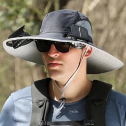 Swim Hat Men Outdoor Wide Brim Sun Hat With Solar Fan Wide Brim Solar Fan Outdoor Fishing Hat Solar USB Charging Desktop Visor