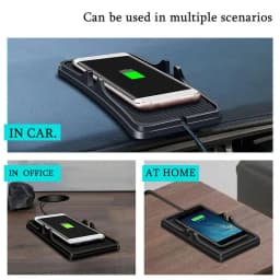Cordless Cell Phone Charger For Car Cordless Fast Charging Pad For Auto Non-Slip Cell Phone Charger Pad Flat Charging Mat For