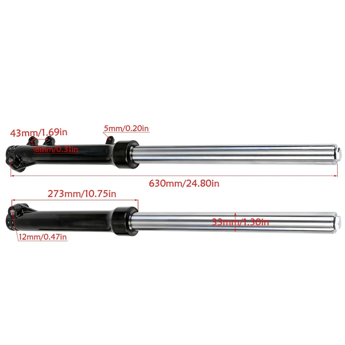 25" 33mm Front Fork Pair Suspension Shock 630mm Long For Dirt Pit Bike SDG SSR