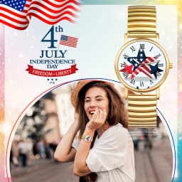 LANCARDO American Independence Day Quartz Watch Elastic Retractable Band Unisex Student Watch Four Seasons Universal Anniversary