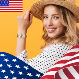 LANCARDO American Independence Day Quartz Watch Elastic Retractable Band Unisex Student Watch Four Seasons Universal Anniversary