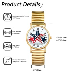 LANCARDO American Independence Day Quartz Watch Elastic Retractable Band Unisex Student Watch Four Seasons Universal Anniversary