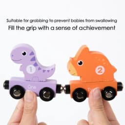 Small Magnetic Number Train Wooden Train Cars Smooth Edges Dinosaur Train Game Educational Car Toy For Knowing Various Colors