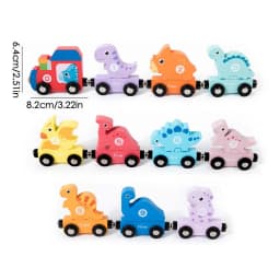 Small Magnetic Number Train Wooden Train Cars Smooth Edges Dinosaur Train Game Educational Car Toy For Knowing Various Colors