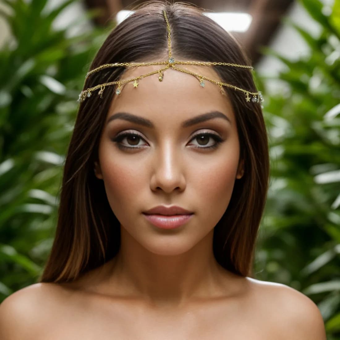 Stonefans New Boho Pentagram Head Chain Wedding Elegant Headpiece Bling Fashion Bridal Forehead Indian Jewelry Hair Accessories