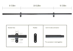 DIYHD 500cm Black Sliding Library Ladder Hardware Rolling Full Set Track Kit(No Ladder), Floor Roller with Brake