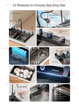 Neptune Star Whale Rain Vegetable Washing Basin Large Single Slot Thickened 304 Stainless Steel Sink Kitchen Household Dish Sink