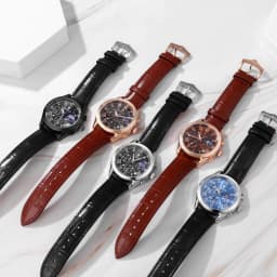 LANCARDO Three-eye Multi-functional Leather Watch Waterproof Glow-in-the-dark Hands Scale Timing Fashion Exquisite Men's Watch
