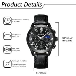 LANCARDO Three-eye Multi-functional Leather Watch Waterproof Glow-in-the-dark Hands Scale Timing Fashion Exquisite Men's Watch