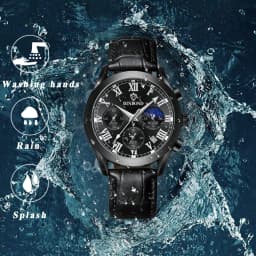 LANCARDO Three-eye Multi-functional Leather Watch Waterproof Glow-in-the-dark Hands Scale Timing Fashion Exquisite Men's Watch