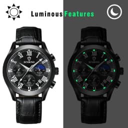 LANCARDO Three-eye Multi-functional Leather Watch Waterproof Glow-in-the-dark Hands Scale Timing Fashion Exquisite Men's Watch