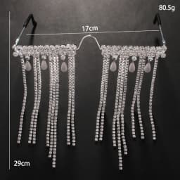 Stonefans Rhinestone Designer Tassel Gasses Frame for Women Half No Lenses Face Jewelry Eye Wear Decoration Make up Rave Fashion