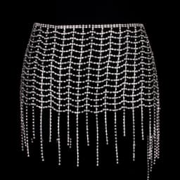 Stonefans Mesh Tassel Rhinestone Bottoms Body Jewelry for Women Summer Beach Package Hip Skirt Body Chain Night Club Outfits