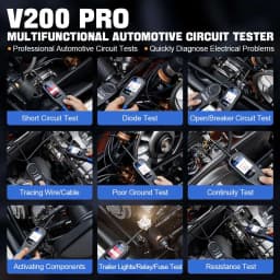 VDIAGTOOL V200PRO 12/24V Automotive Power Circuit Probe Tester 40FT/12M Cable Relay Fuse Tester Fuel Injector Short Circuit Test