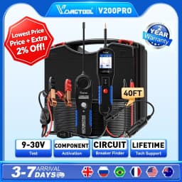 VDIAGTOOL V200PRO 12/24V Automotive Power Circuit Probe Tester 40FT/12M Cable Relay Fuse Tester Fuel Injector Short Circuit Test