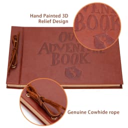 80 Pages Our Adventure Book Scrapbook Album Retro Embossed Letter Leather Hard Cover Couples Wedding Anniversary Memory Book