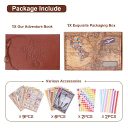 80 Pages Our Adventure Book Scrapbook Album Retro Embossed Letter Leather Hard Cover Couples Wedding Anniversary Memory Book