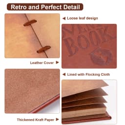 80 Pages Our Adventure Book Scrapbook Album Retro Embossed Letter Leather Hard Cover Couples Wedding Anniversary Memory Book