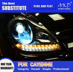 AKD Head Lamp for Porsche Cayenne LED Headlight 2003-2007 Headlights Cayenne DRL Turn Signal High Beam Angel Eye Projector Lens