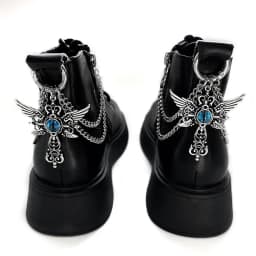 1pc Devil Eye Titanium Steel Shoe Chain Metal Entagram Pendant Women Shoes Decoration Accessories Boots Shoe Party Diy Jewelry